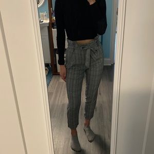 Plaid paper bag pants